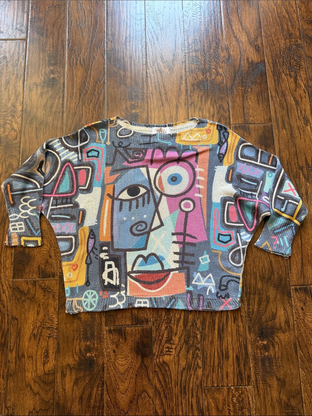 Brand Bazar Colorblock Abstract Picasso Sweater - size medium